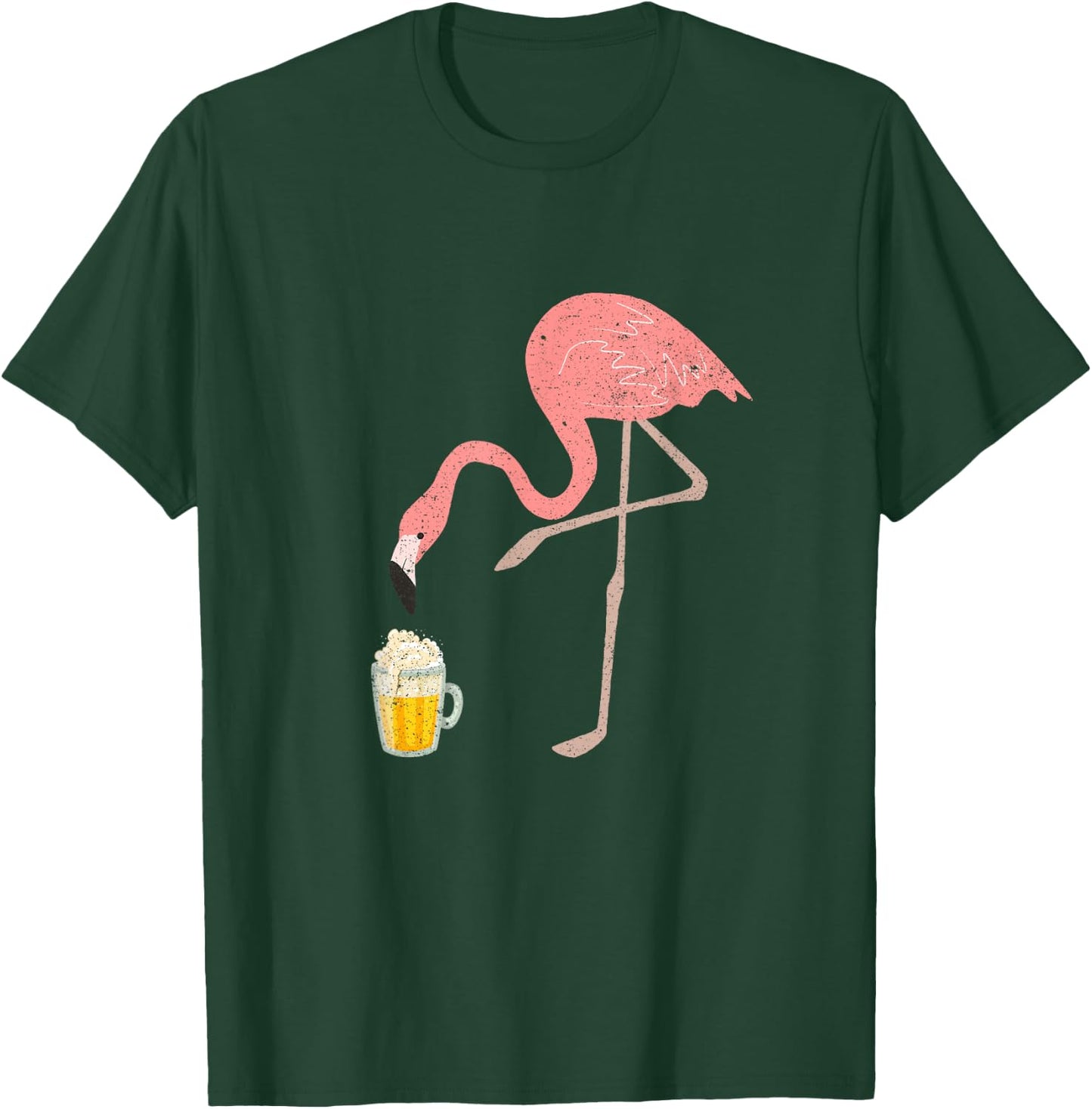 Flamingo Drinking Beer Drinking Party Vintage Beer Drinker T-Shirt - T-Shirt | Forest