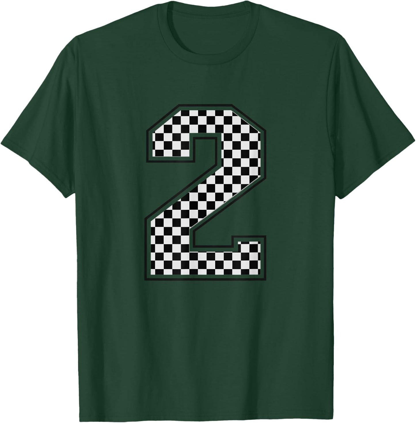 Number #2 Checkered Number T-Shirt - T-Shirt | Forest