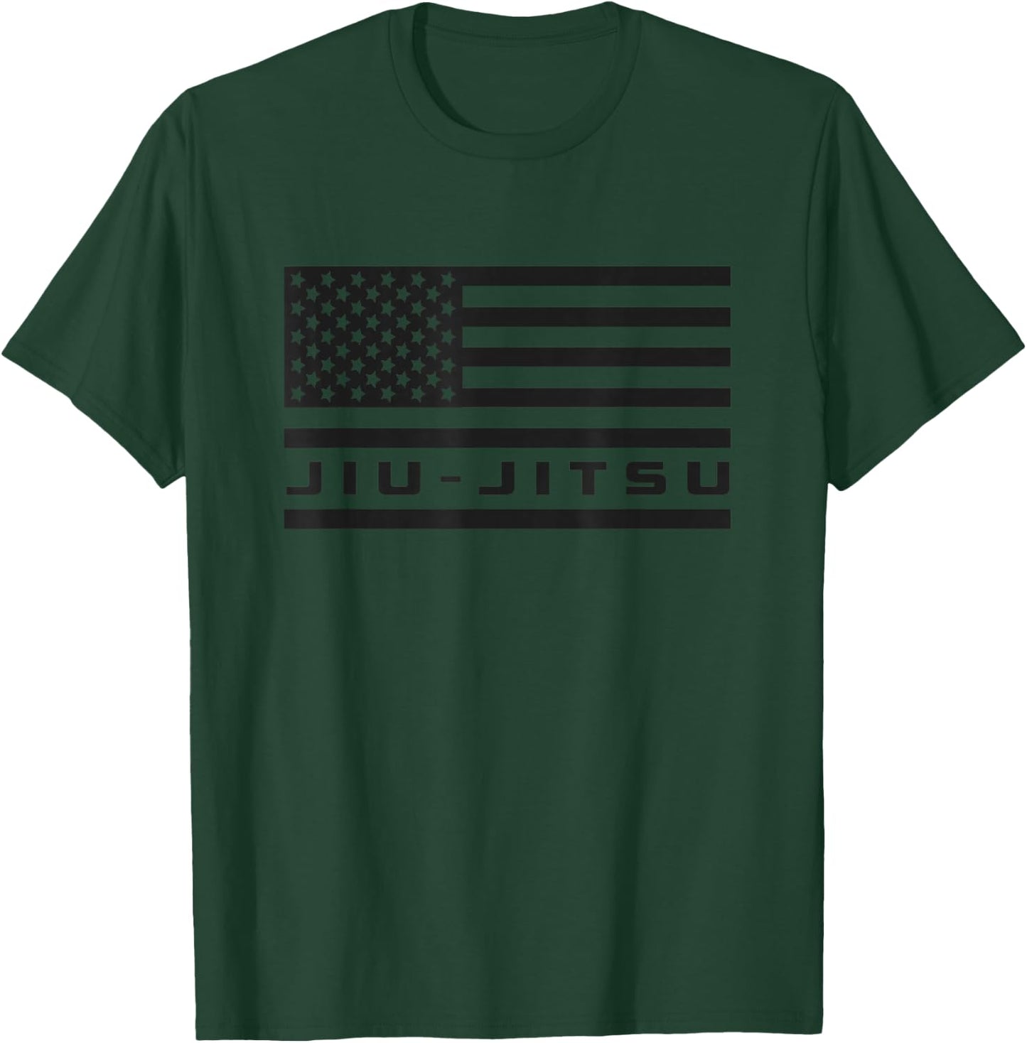 American Flag Jiu Jitsu Apparel - Jiu Jitsu Small T-Shirt - T-Shirt | Forest