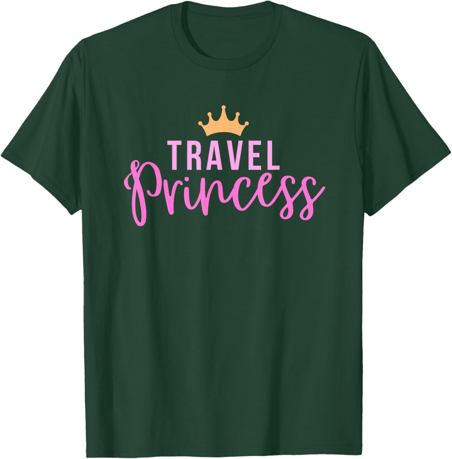 Sollomio Travel Princess in Pink Cute Tiara , Small, Black T-Shirt - T-Shirt | Forest