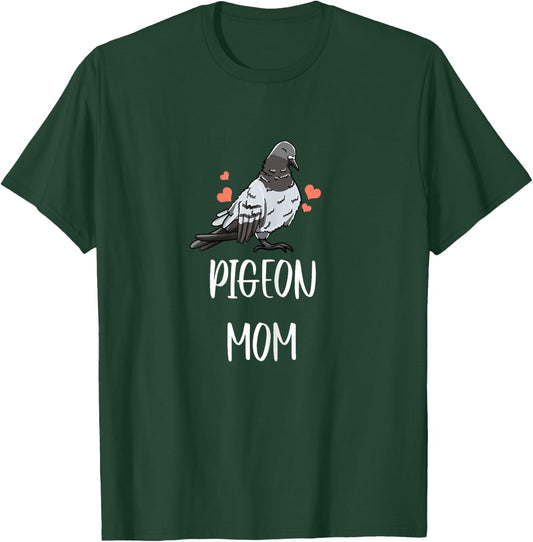 Pigeon Mom Leaf Pattern Girly Fowl Dove Pet Bird Lover Gift T-Shirt - T-Shirt | Forest