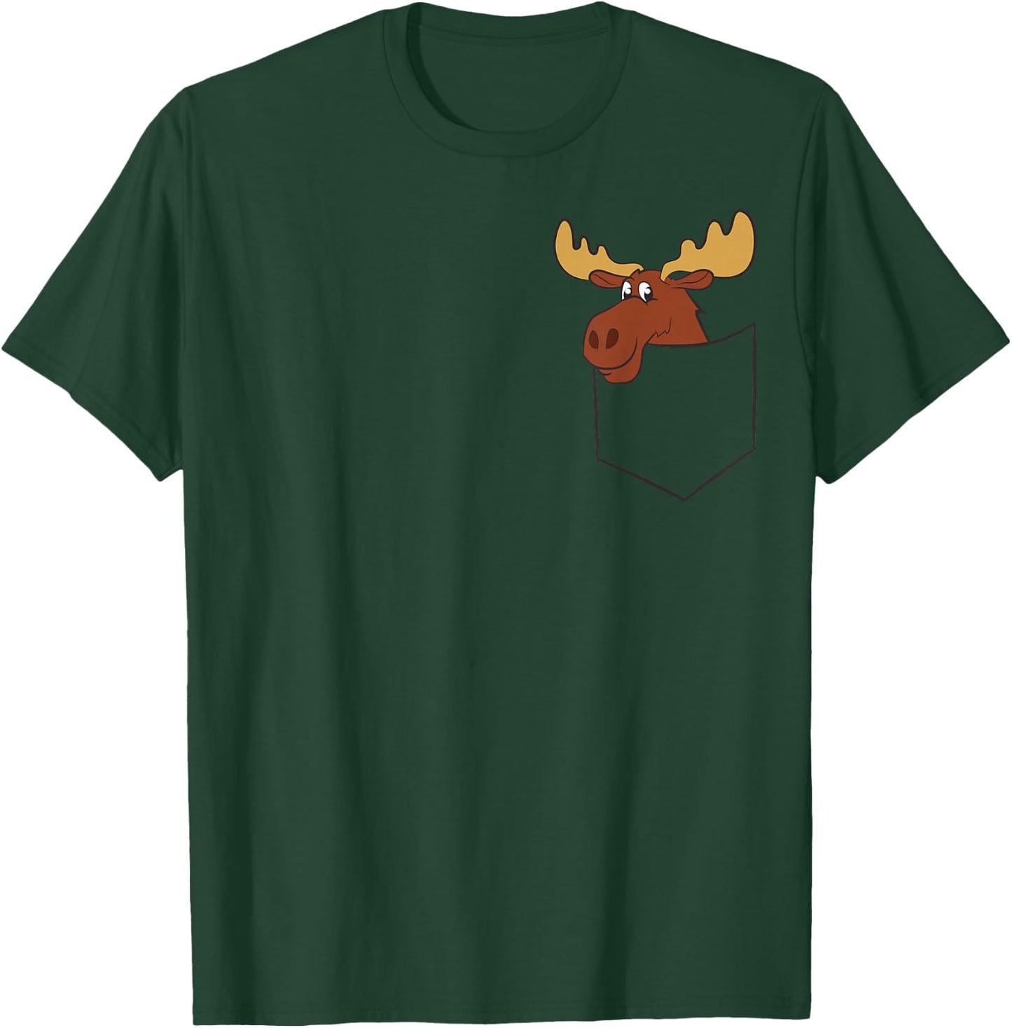 Canadian Moose in The Pocket Elk Cute Moose in Pocket Small T-Shirt - T-Shirt | Forest