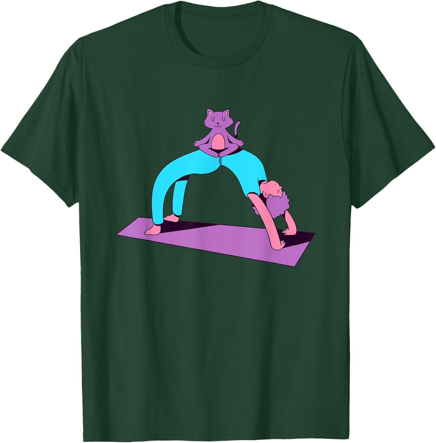 Funny Yoga With A Cat Graphic Men Women T-Shirt - T-Shirt | Forest
