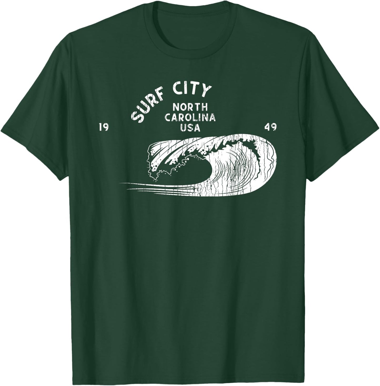Surf City, NC Summertime Vacationing Rolling Waves T-Shirt - T-Shirt | Forest