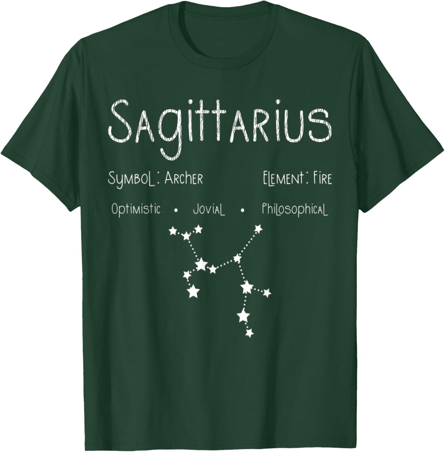 Retro Distressed Sagittarius Symbol Zodiac Sign Birthday T-Shirt - T-Shirt | Forest