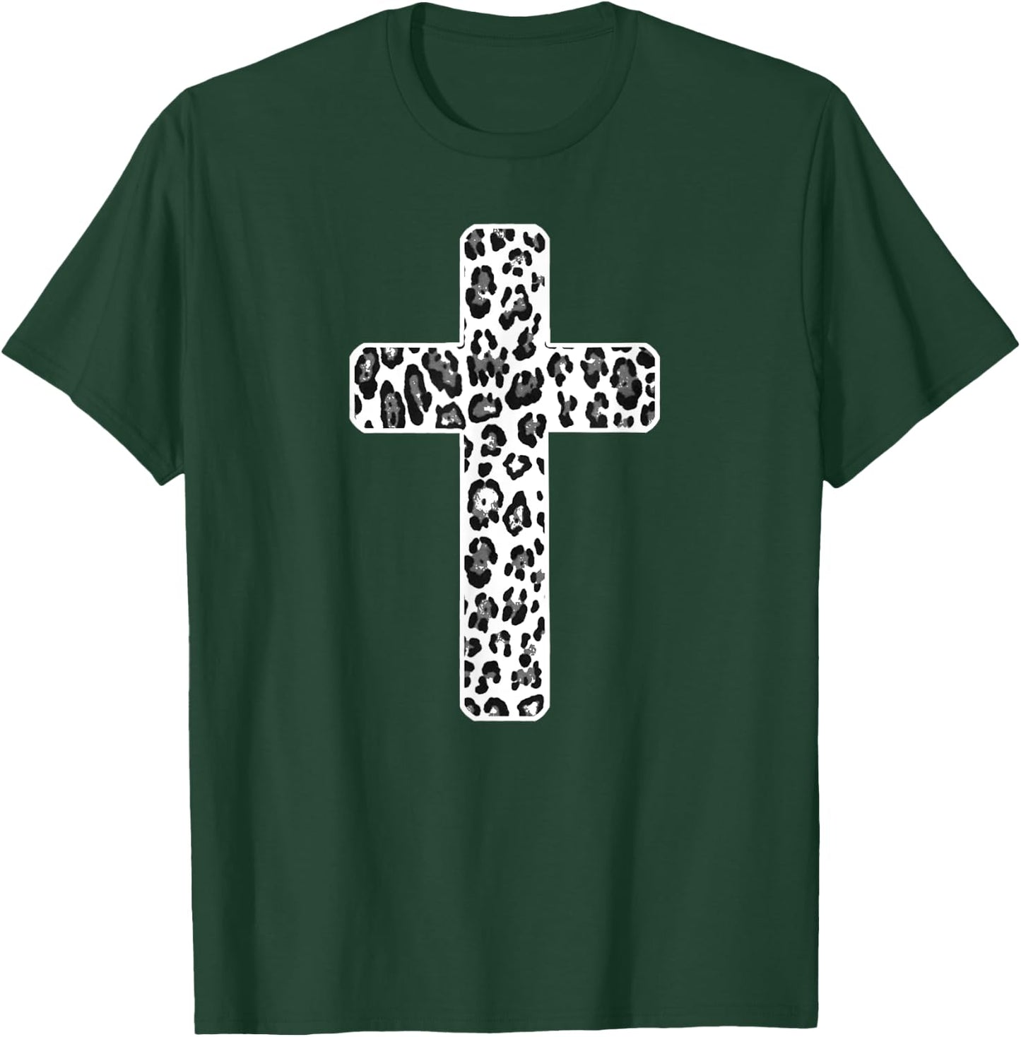 Leopard Print Christian Cross or T-Shirt - T-Shirt | Forest