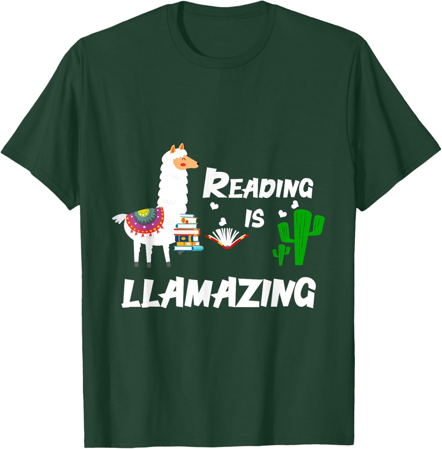 Librarian Book Reading Alpaca Llama T-Shirt - T-Shirt | Forest