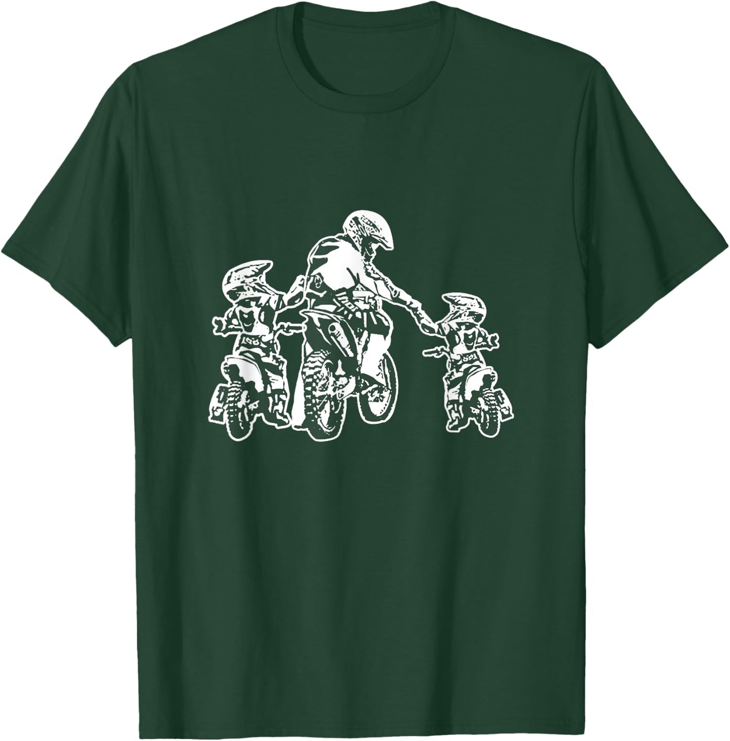 Motorcycle Motocross Father Child Son Hero Dirt Bike Gift T-Shirt - T-Shirt | Forest