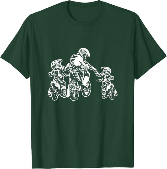 Motorcycle Motocross Father Child Son Hero Dirt Bike Gift T-Shirt - T-Shirt | Forest