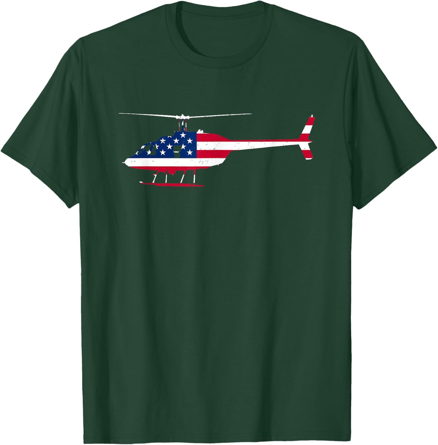 American Flag Patriotic Helicopter Pilot Mechanic US T-Shirt - T-Shirt | Forest