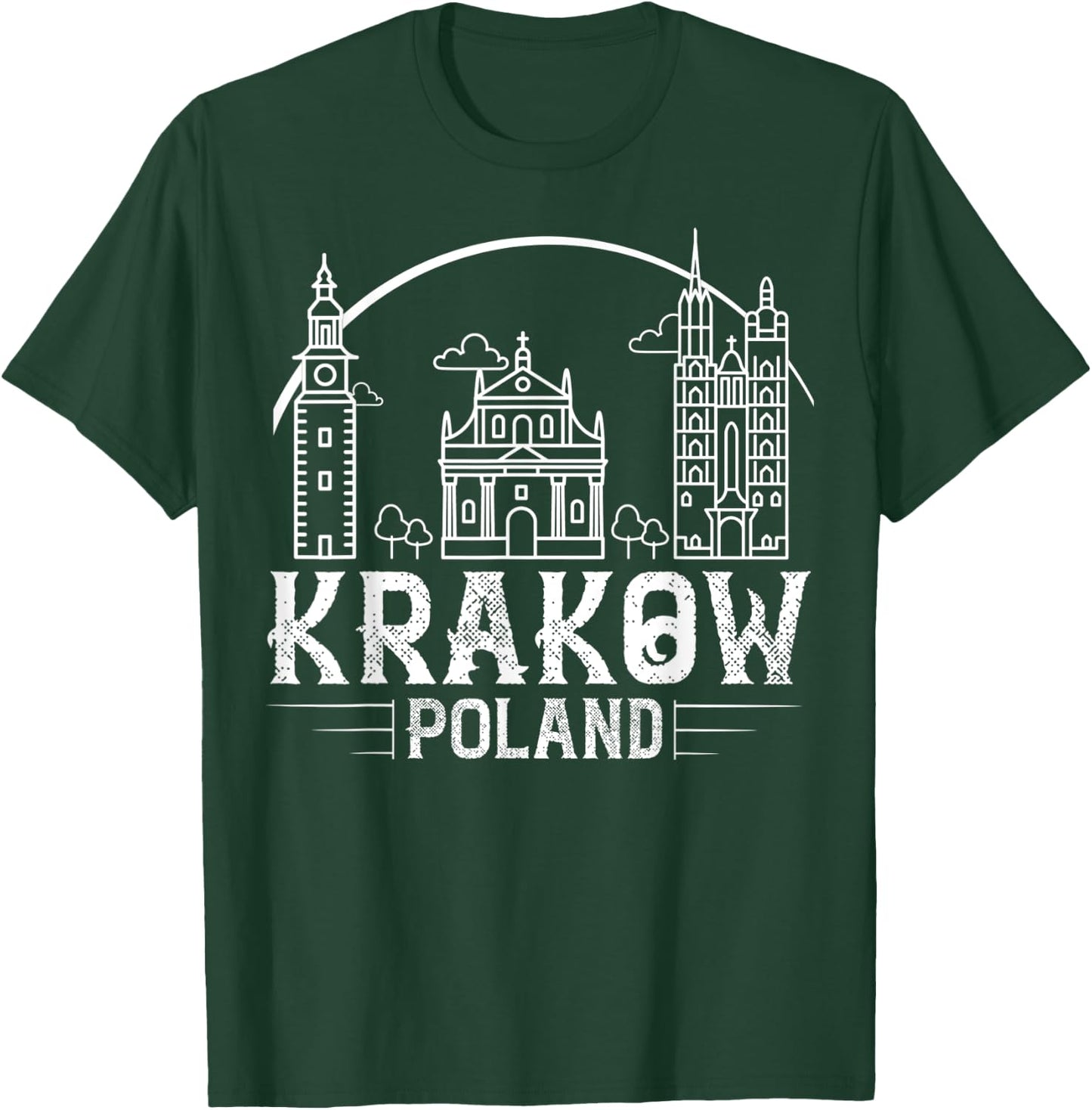 Krakow Poland City Skyline Map Travel T-Shirt - T-Shirt | Forest