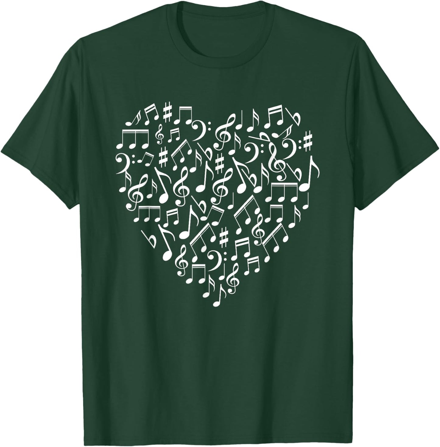 Heart Shaped Music Notes Funny Singer Band Player Gag Outfit T-Shirt - T-Shirt | Forest