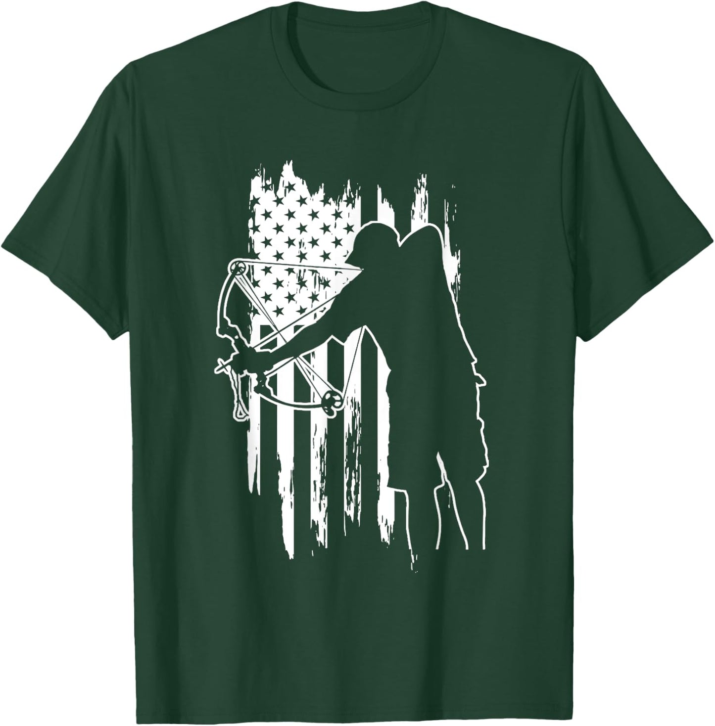 Dad bowfishing Archer American Flag Vintage great Gift T-Shirt - T-Shirt | Forest