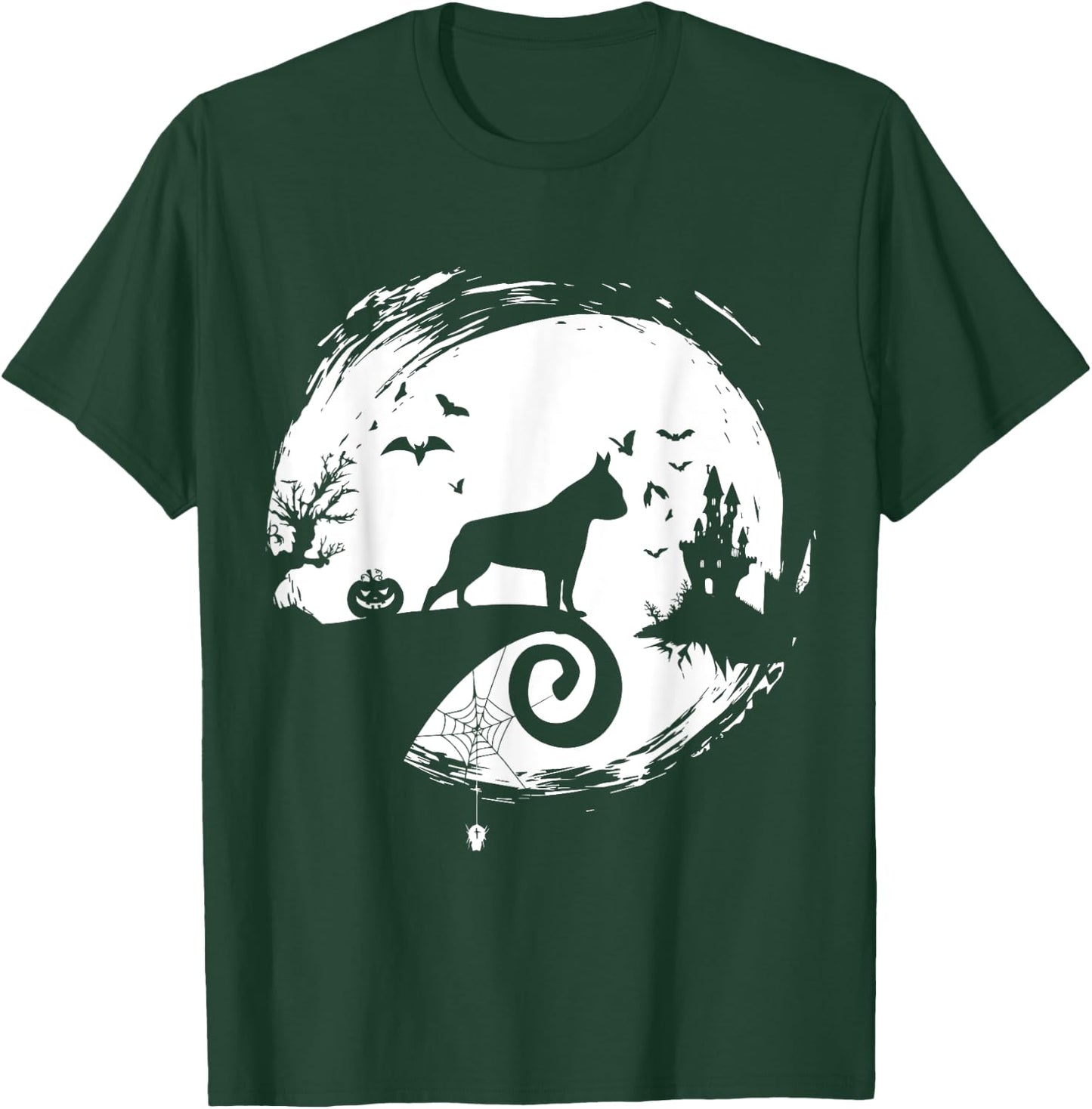 Boston Terrier Halloween Costume Bostie Moon Silhouette T-Shirt - T-Shirt | Forest