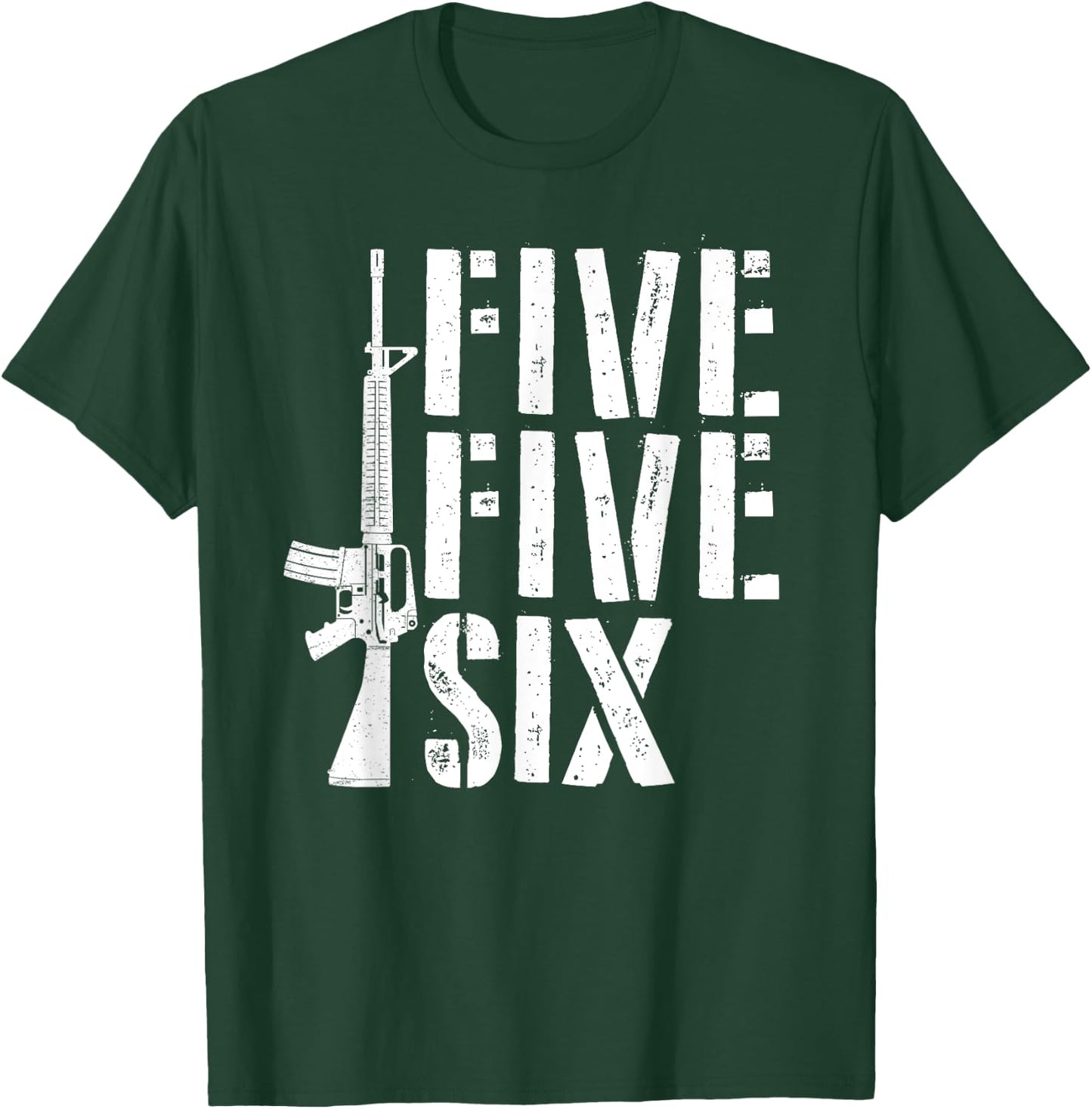 Five Five Six Gun Ammo Range 5.56mm Rifle M16 Assault Rifle T-Shirt - T-Shirt | Forest