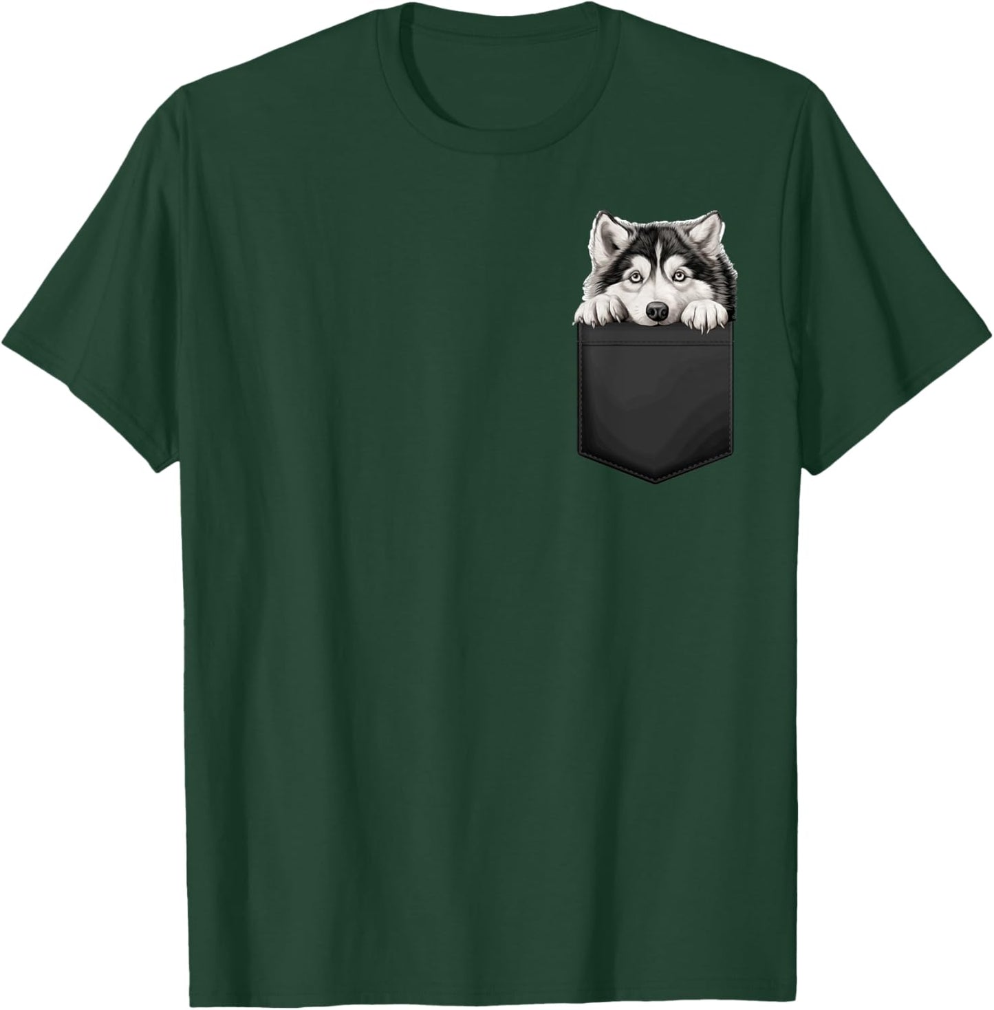 Alaskan Malamute Puppy Dog In Pocket Cute Pet Lover T-Shirt - T-Shirt | Forest