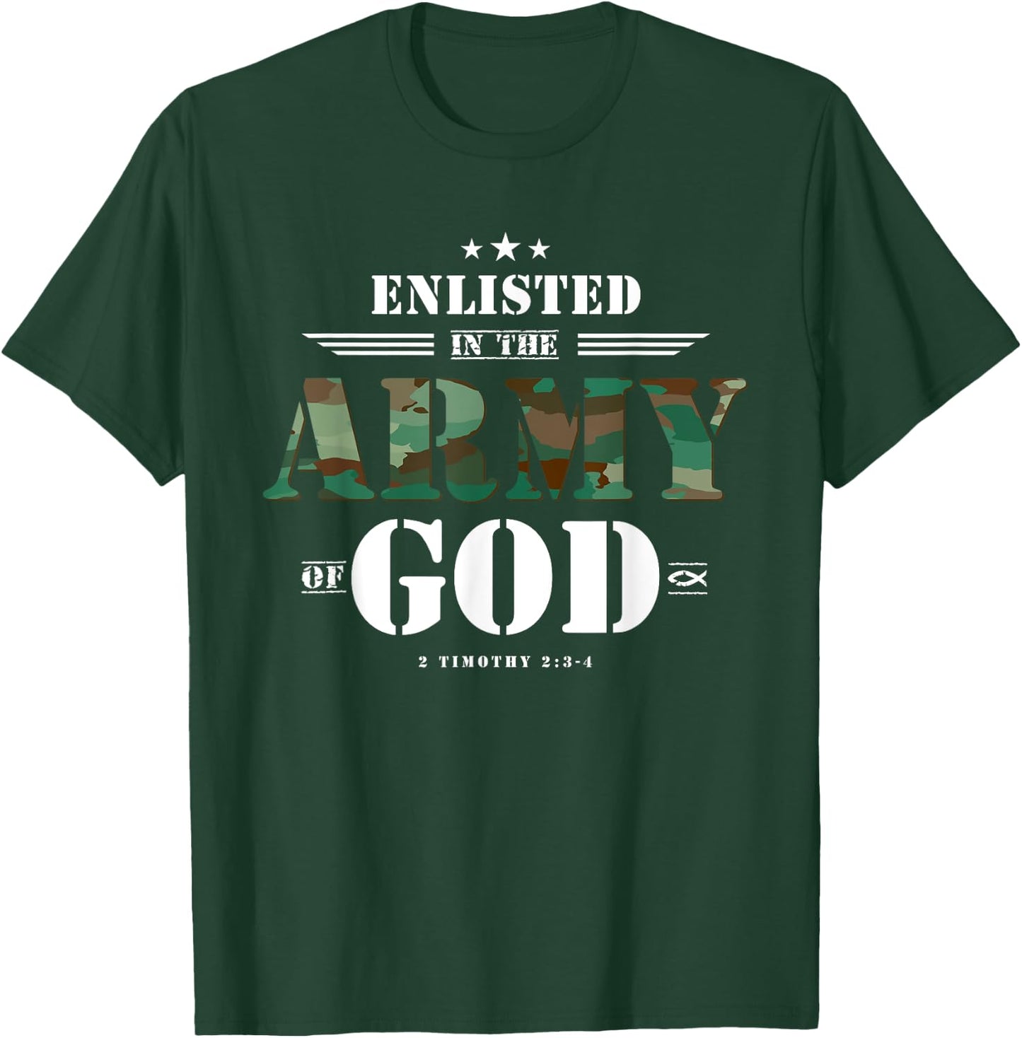 Christian Gifts Religious Bible Verse Scriptures God's Army T-Shirt - T-Shirt | Forest