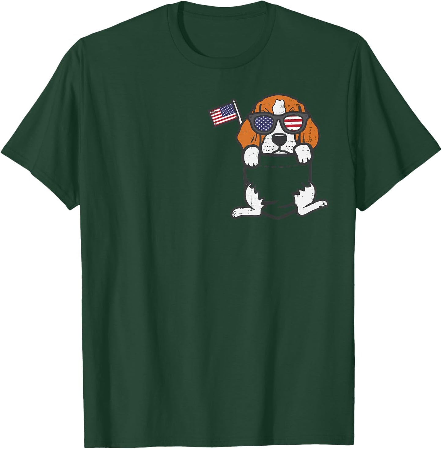 Beagle Feet Pocket Cute American USA 4th Of July Fourth Dog T-Shirt - T-Shirt | Forest