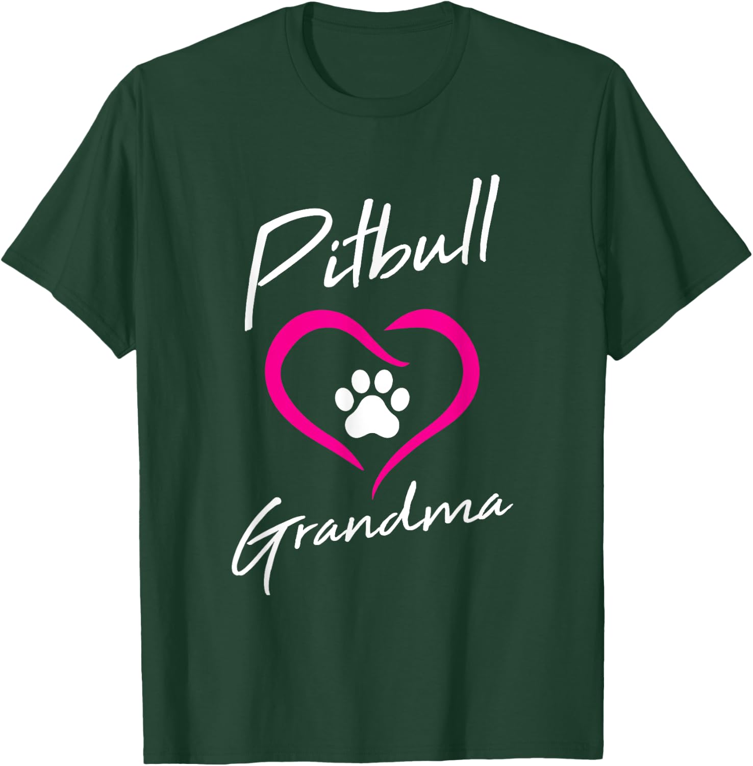 Pitbull Grandma Love Dog Paw Print Cool Animal Lover Gifts Women Girls Kids T-Shirt - T-Shirt | Forest