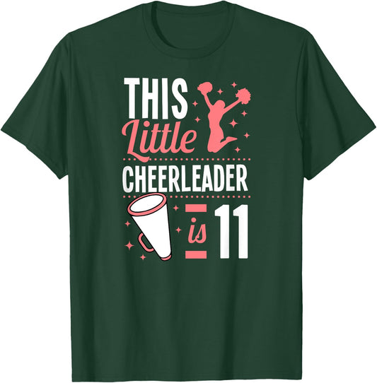 This Little Cheerleader Is 11 Years Old Birthday Girl Cheer T-Shirt - T-Shirt | Forest