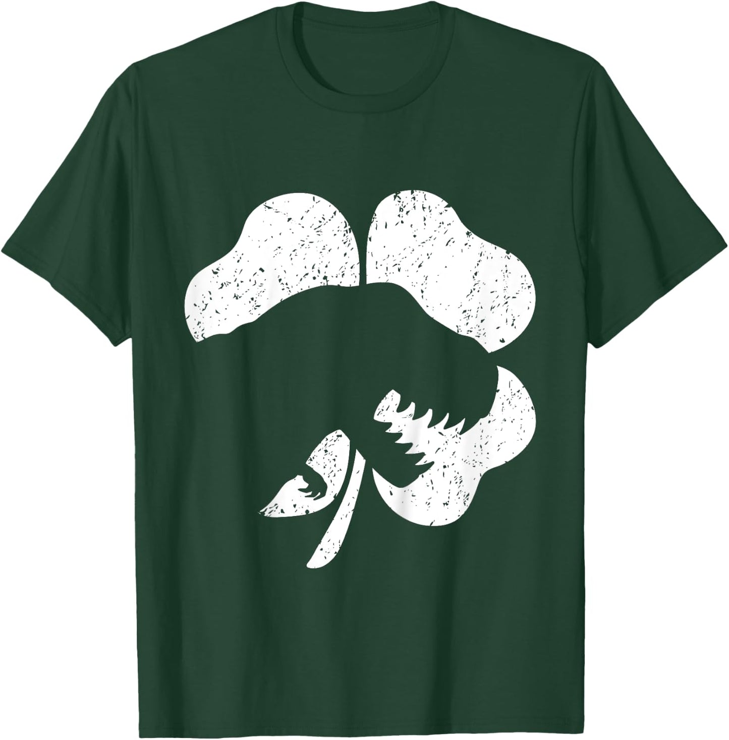 Kids St Patricks Day T-Rex Dinosaur Silhouette Clover Toddler Boy T-Shirt - T-Shirt | Forest