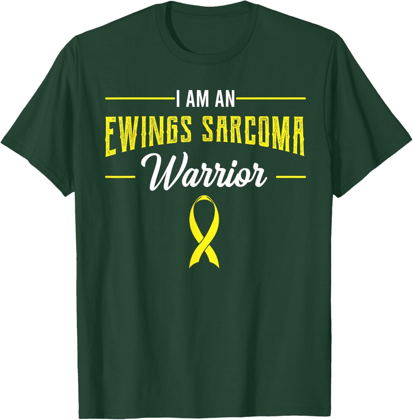 I Am A Warrior Ewing's Sarcoma Bone Cancer Awareness Ribbon T-Shirt - T-Shirt | Forest