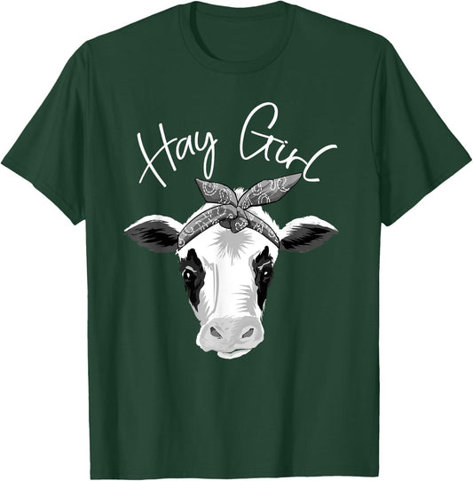 Hay Girl Farmer Funny Cattle Cow Farm Lovers Gift Women Kids T-Shirt - T-Shirt | Forest