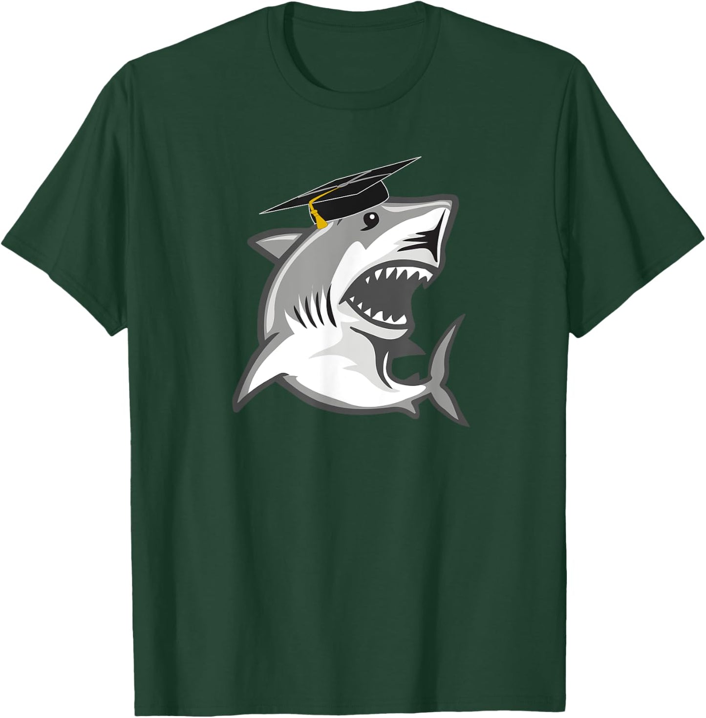 Great White Shark Graduation Cap Class of 2024 Shark Lover T-Shirt - T-Shirt | Forest