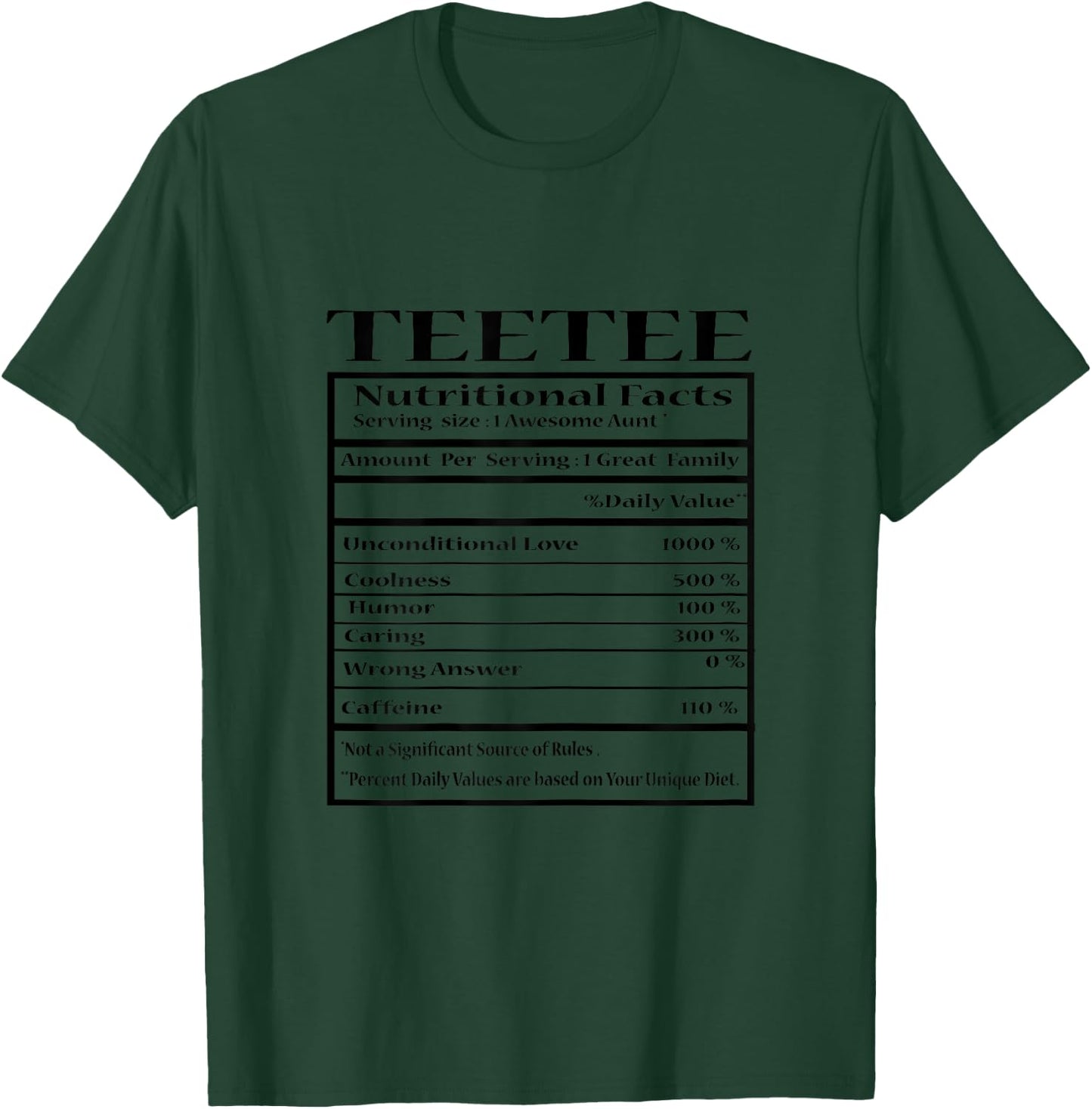 Teetee Gift Funny Nutrition Facts for Fathers Day T-Shirt - T-Shirt | Forest
