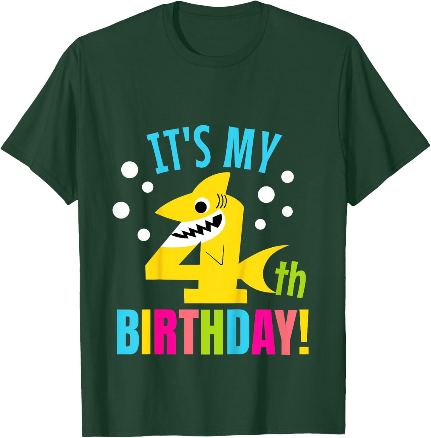 4 Year Old 4th Shark Party Birthday Baby Gift Girls And Boys T-Shirt - T-Shirt | Forest