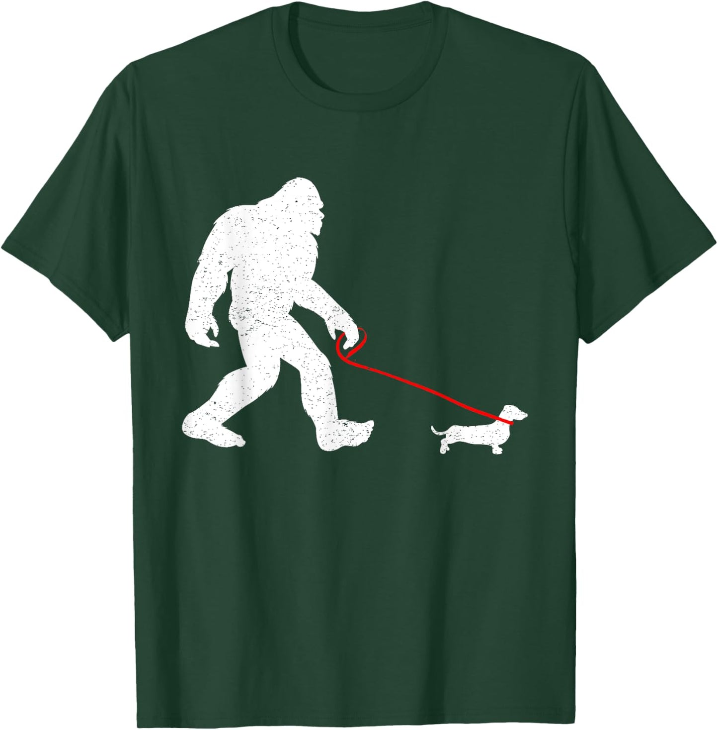 Bigfoot Walking Dachshund Weiner Dog Sasquatch Gifts Men Women Girls Kids T-Shirt - T-Shirt | Forest