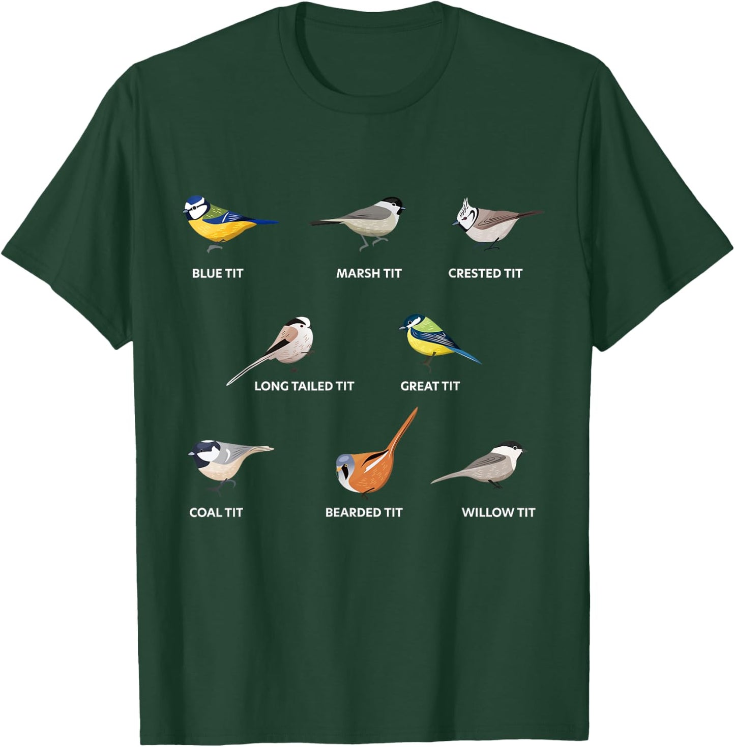 Collection of tit birds Blue tit, great tit & more (Gift) T-Shirt - T-Shirt | Forest