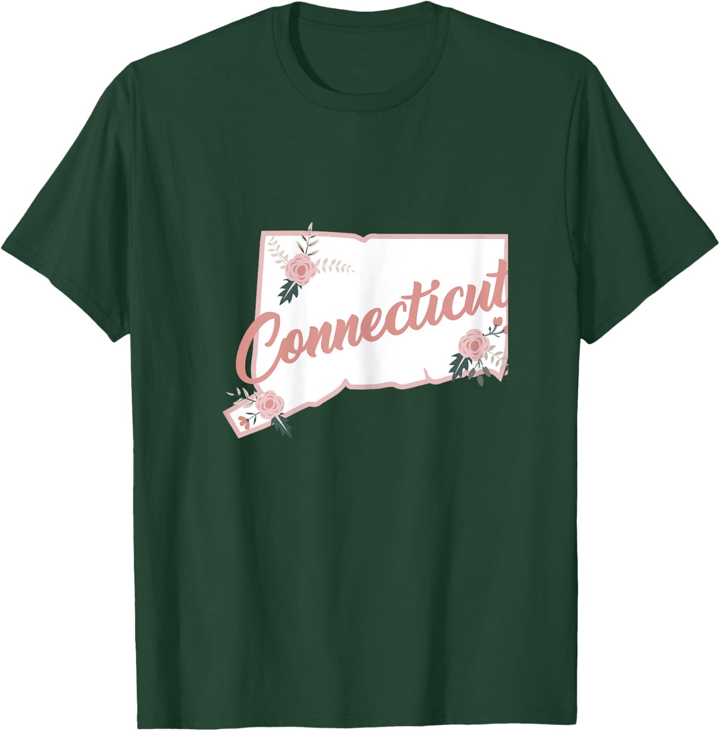 Cute Connecticut State Floral Rose T-Shirt - T-Shirt | Forest
