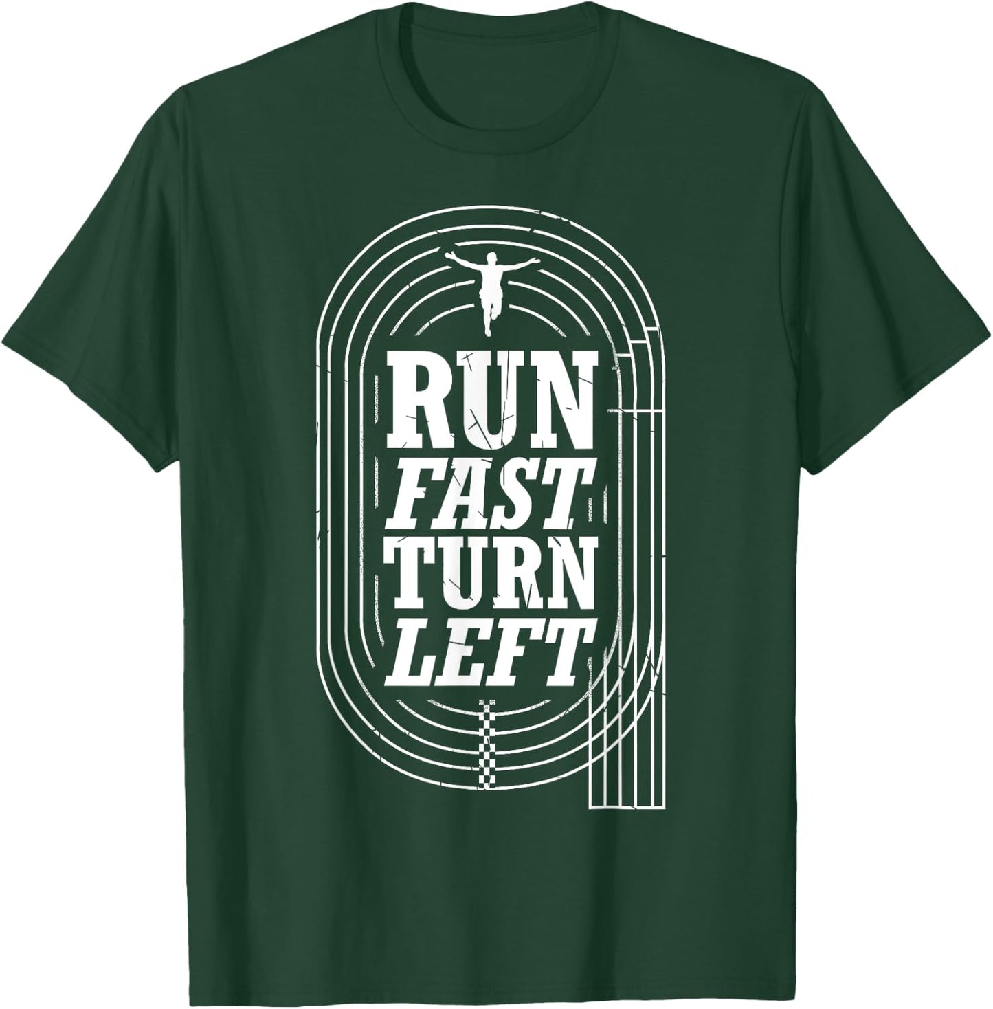 Funny Track and Field Design Run Fast Turn Left Small T-Shirt - T-Shirt | Forest