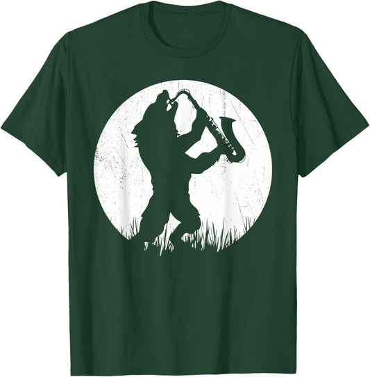 Werewolf Saxophone Player Moonlight Silhouette T-Shirt - T-Shirt | Forest
