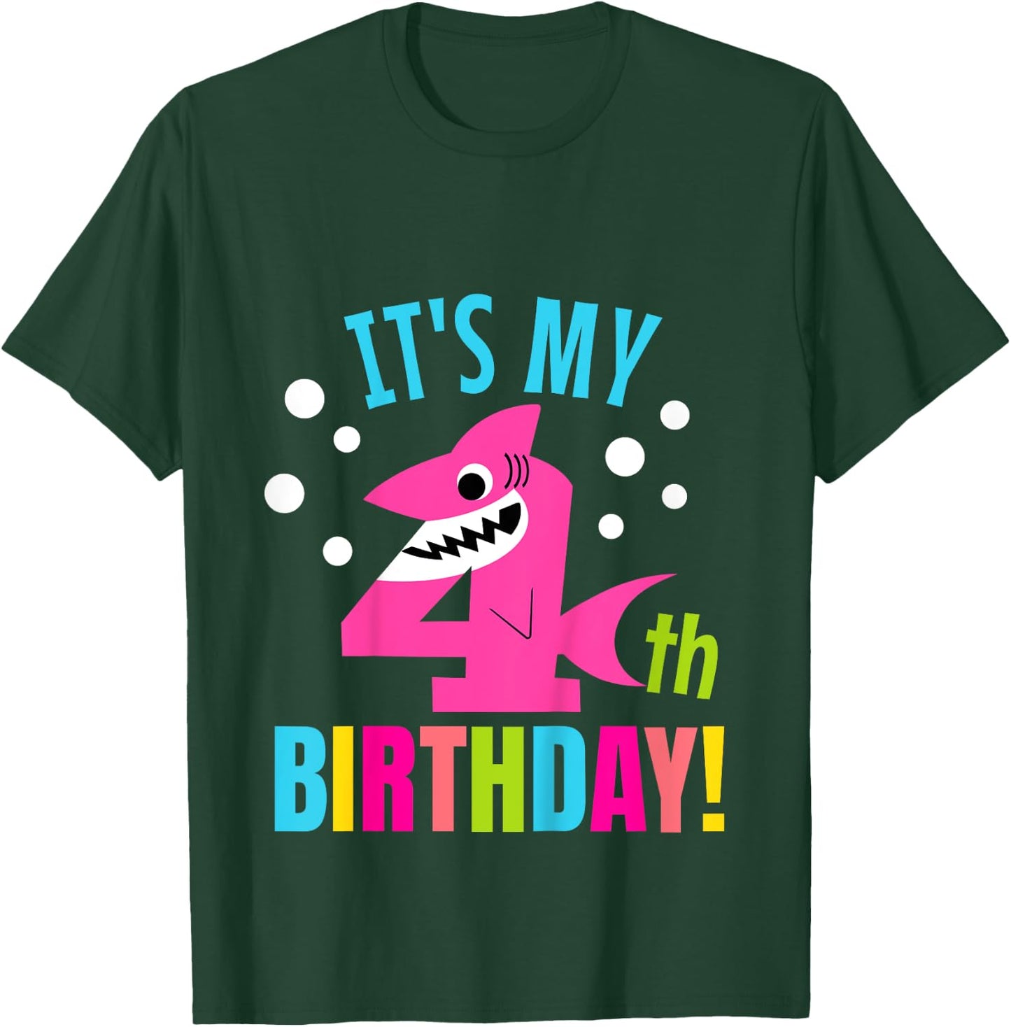 4 Year Old 4th Shark Party Birthday Baby Gift Girls And Boys T-Shirt - T-Shirt | Forest