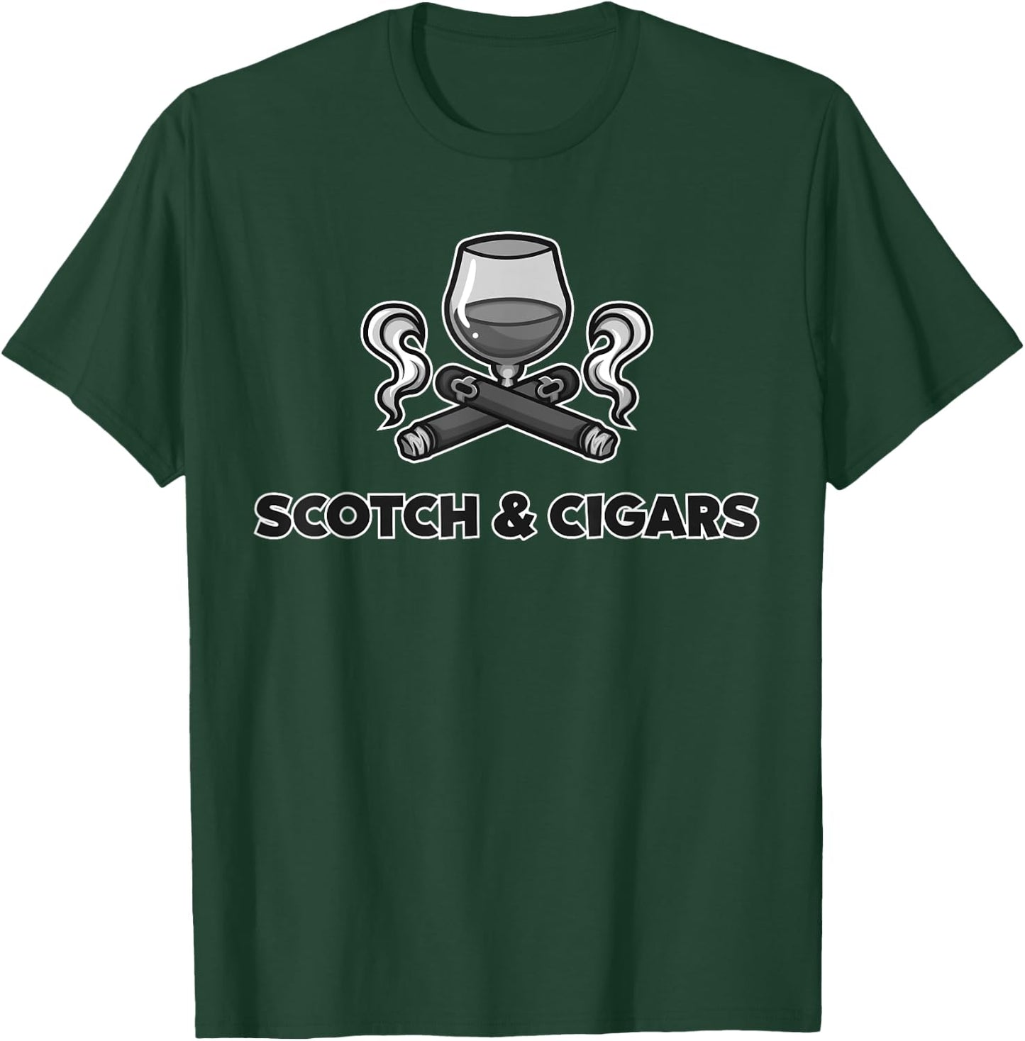 Cute Scotch Cigars Lover Gift | Drinker Smoker Father's Day T-Shirt - T-Shirt | Forest