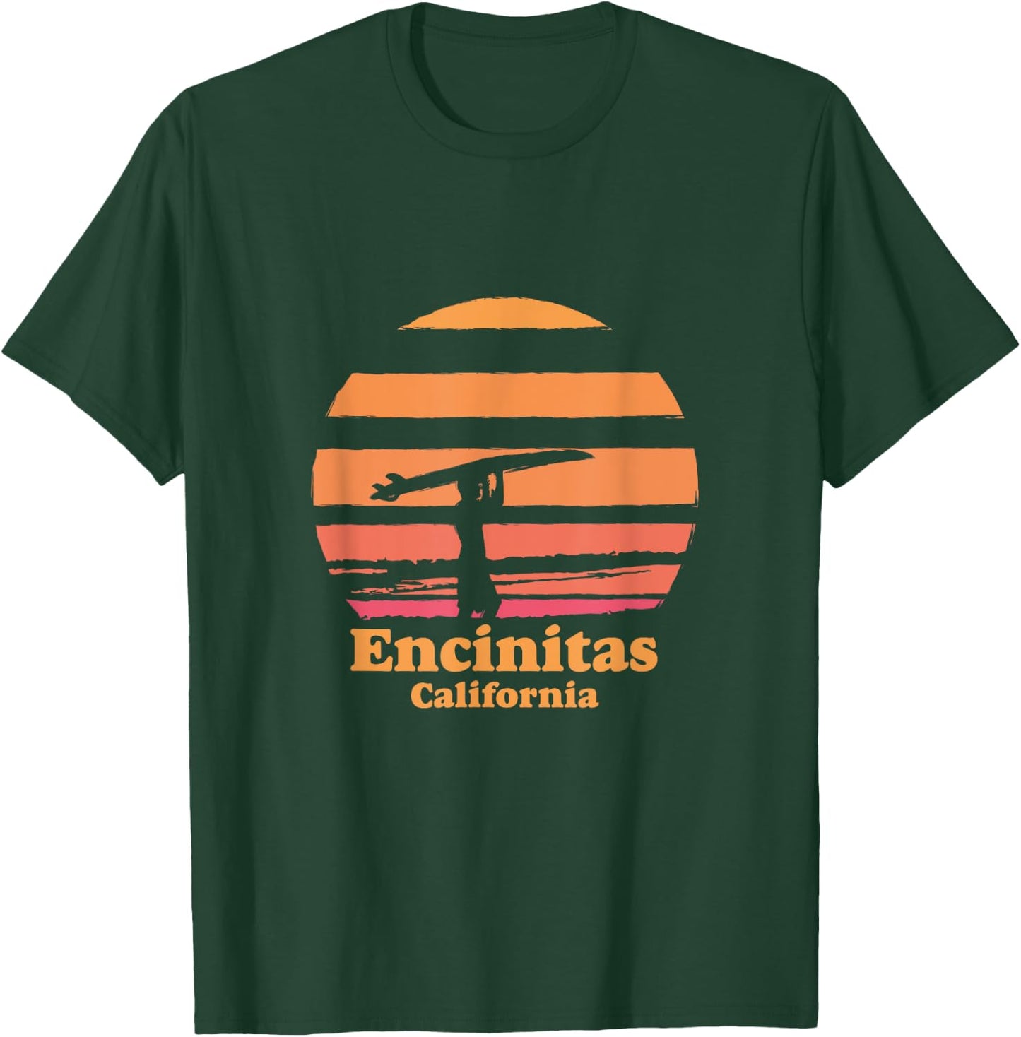 Encinitas California Retro Surf Vintage Surfing Sun 70's T-Shirt - T-Shirt | Forest