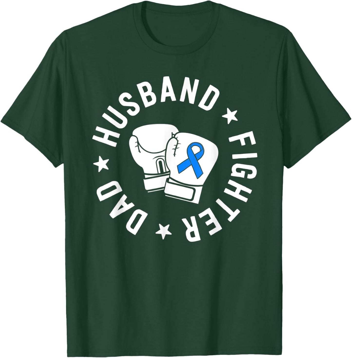 ALS Warrior Dad Husband Father Blue Ribbon Awareness T-Shirt - T-Shirt | Forest