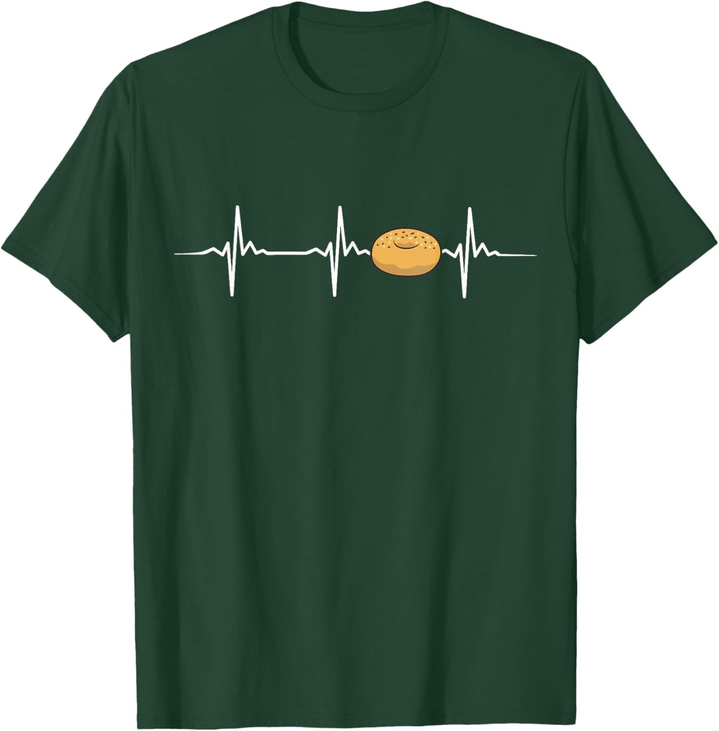 Bagel Heartbeat , Small, Black T-Shirt - T-Shirt | Forest