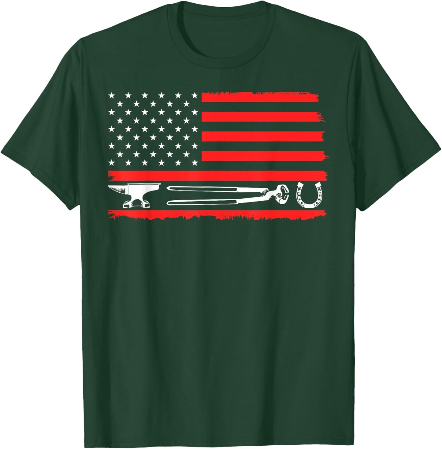 Funny Farrier Gift Cool Farrier Tools American Flag T-Shirt - T-Shirt | Forest