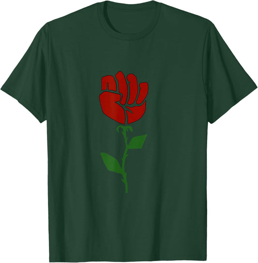 Union Strong Pro Union Worker Labor Rose Fist Protest T-Shirt - T-Shirt | Forest