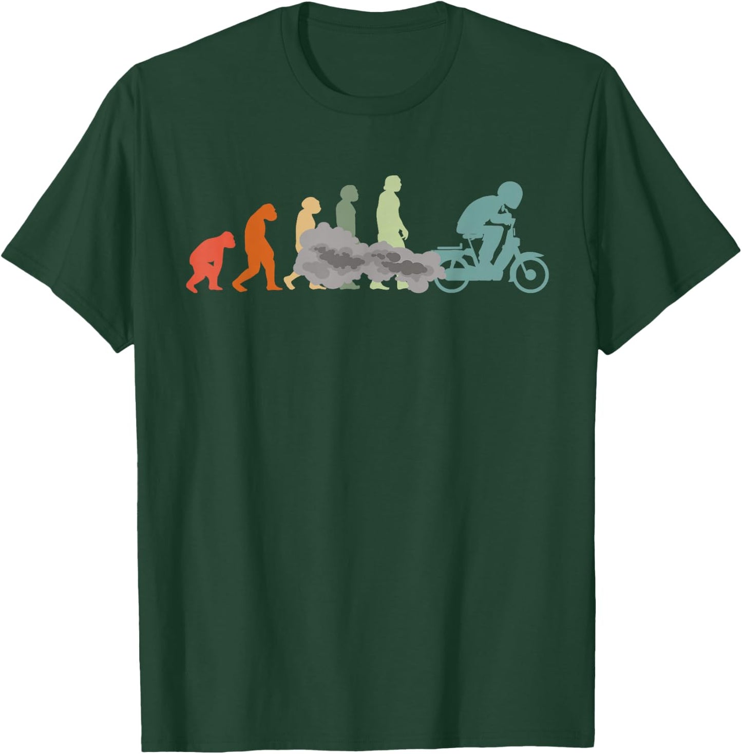 Moped Bike Mofas Moped Evolution Motorcycle Vintage Moped T-Shirt - T-Shirt | Forest