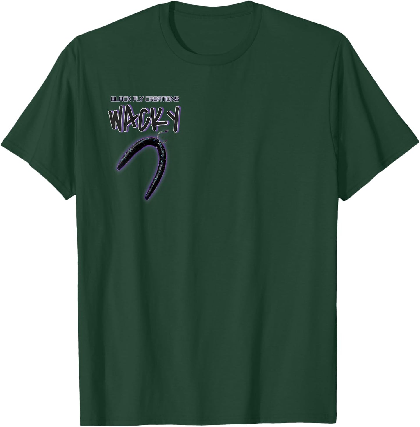 Black Fly Wacky Worm Senko Hook Jacket & Bass Fishing T-Shirt - T-Shirt | Forest