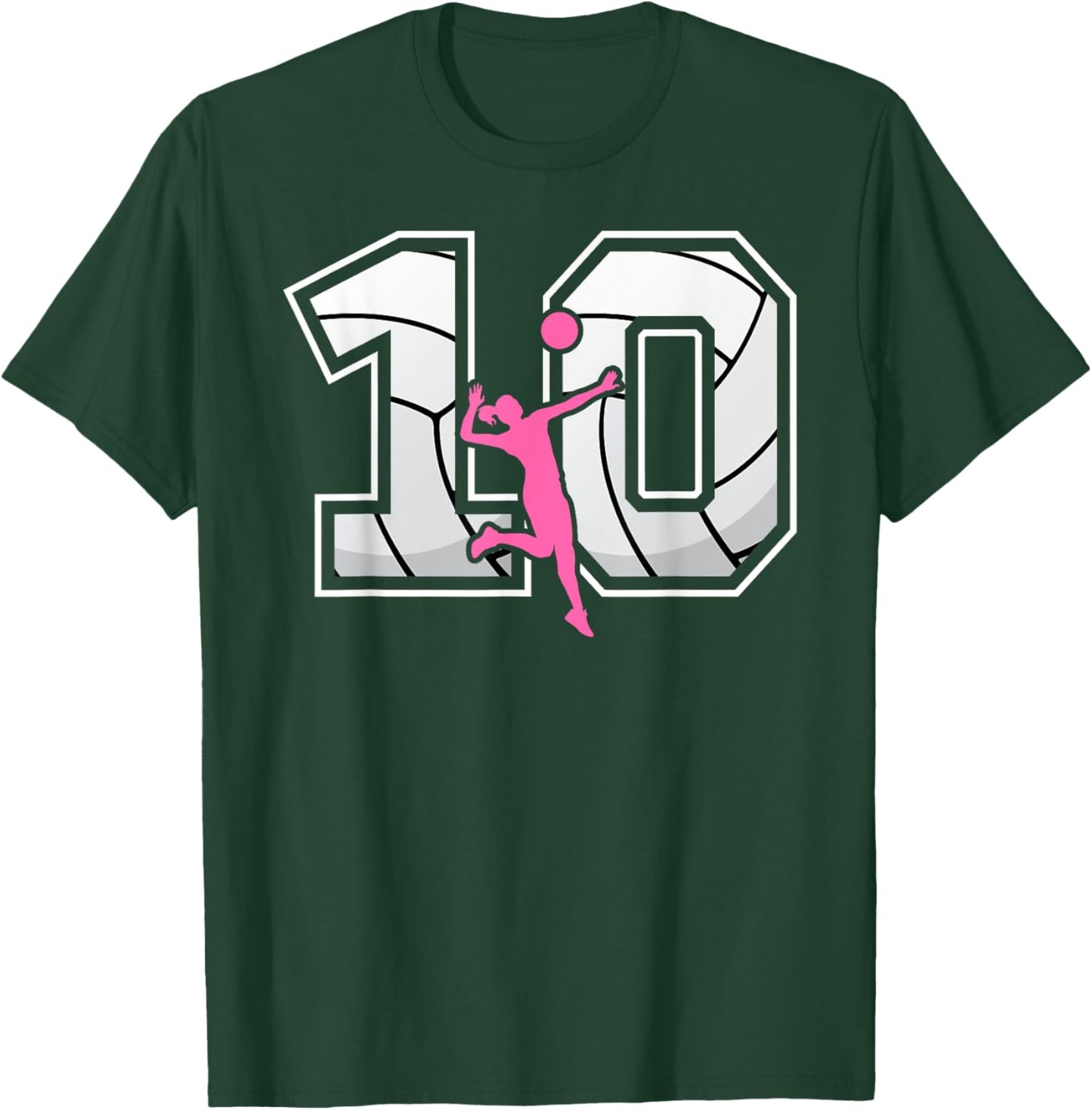 10th Birthday Volleyball Girl 10 Year Old Volleyball Player T-Shirt - T-Shirt | Forest