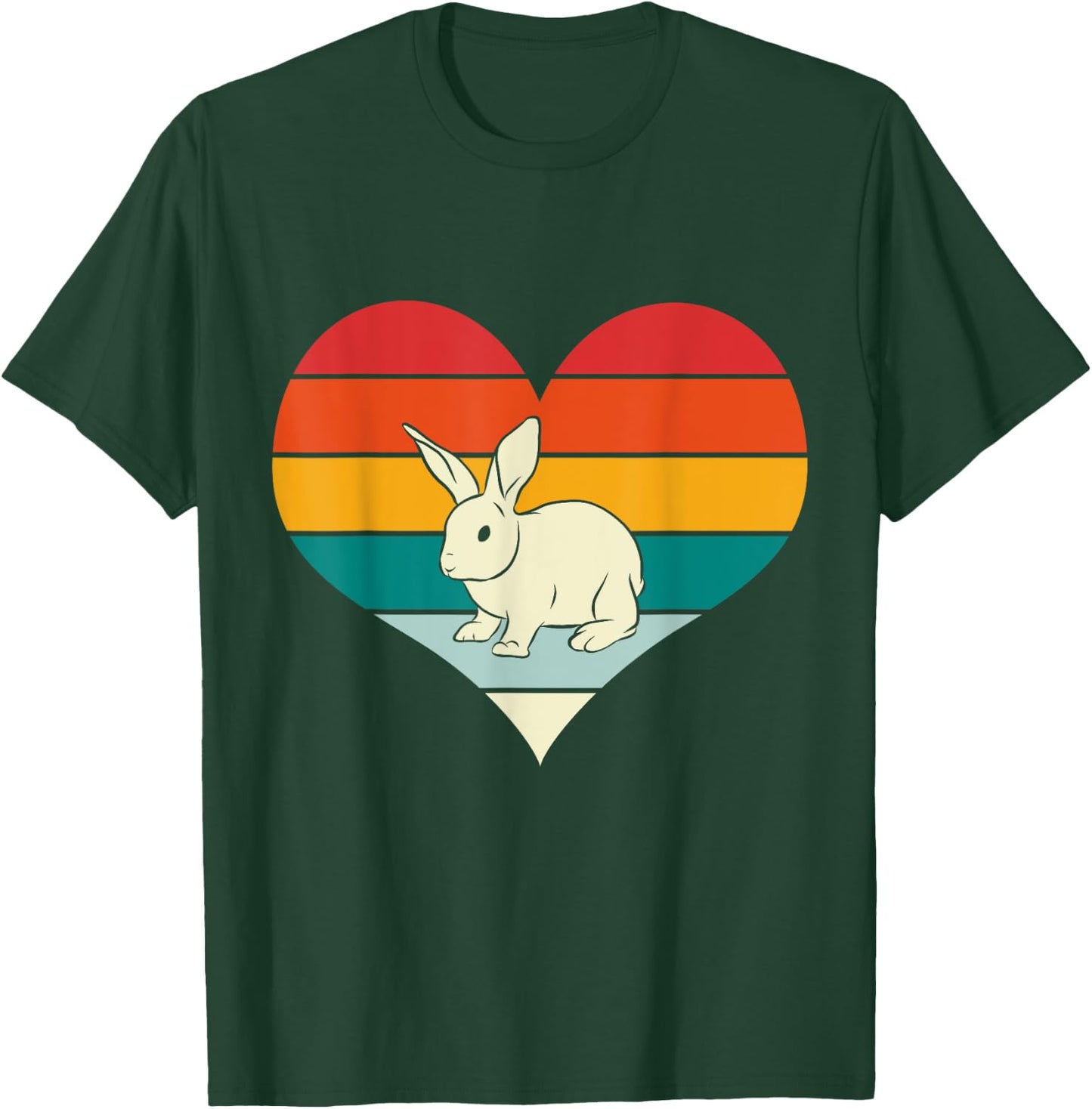 Rabbit Bunny Heart Valentines Day Gift Retro Rabbit T-Shirt - T-Shirt | Forest