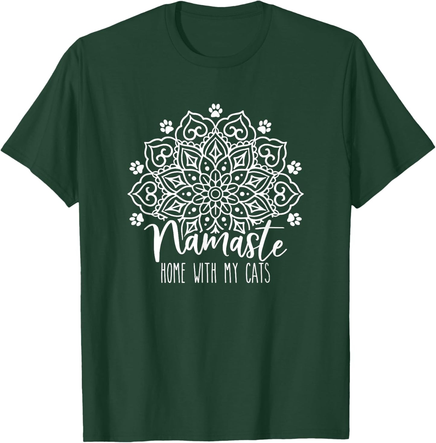 Namaste Home With My Cats Mandala, Fun Yoga Cat Lovers T-Shirt - T-Shirt | Forest
