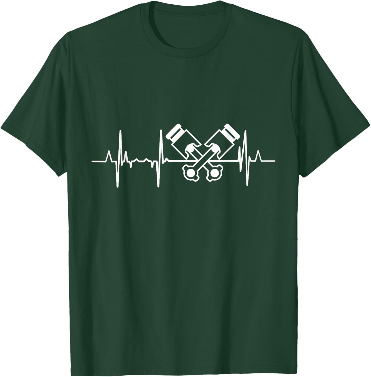 Car Mechatronics Engineer Heartbeat Car Mechanic T-Shirt - T-Shirt | Forest