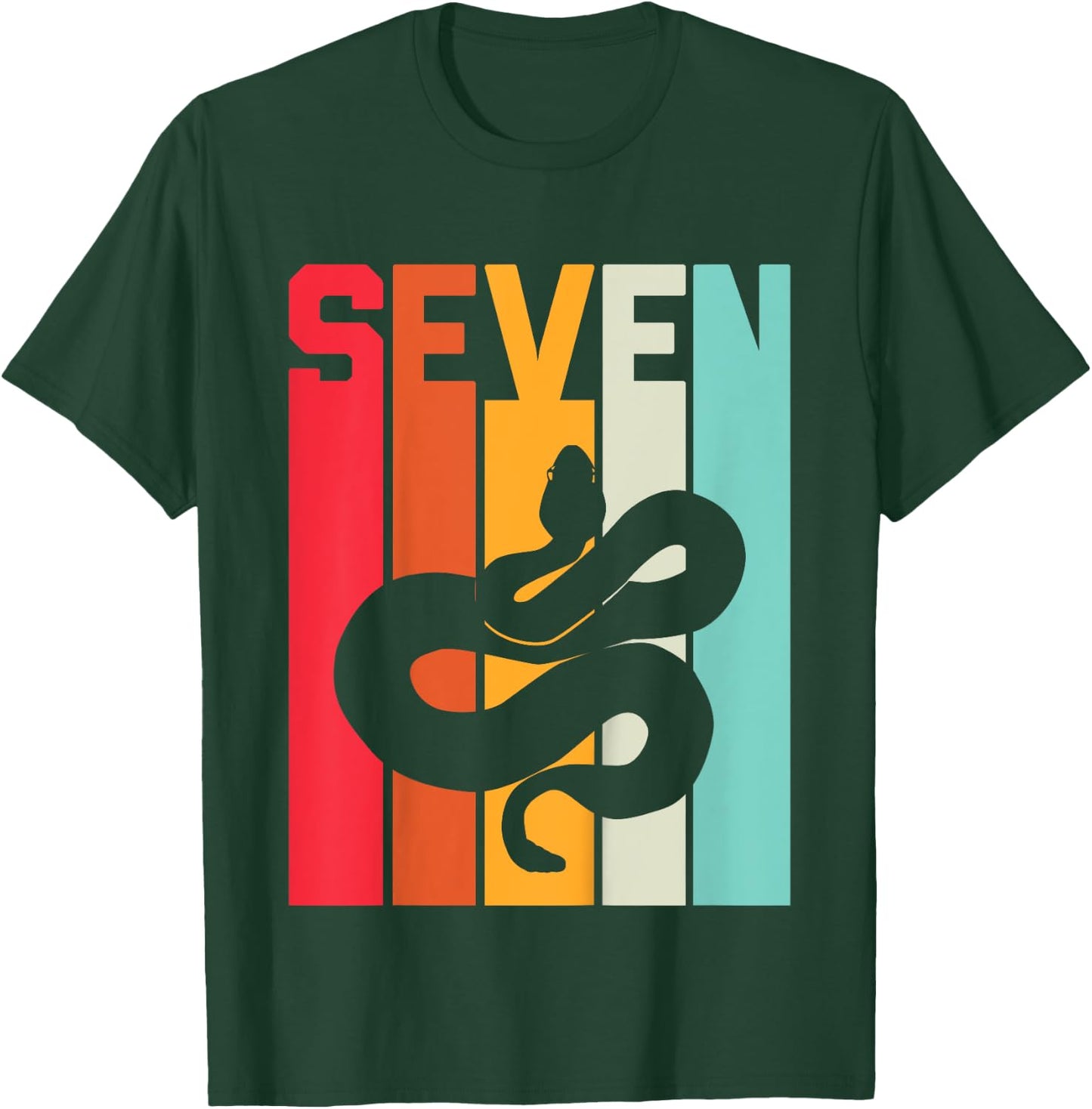 7th Birthday Vintage Snake Lover Pet Reptile 7 Years Old T-Shirt - T-Shirt | Forest