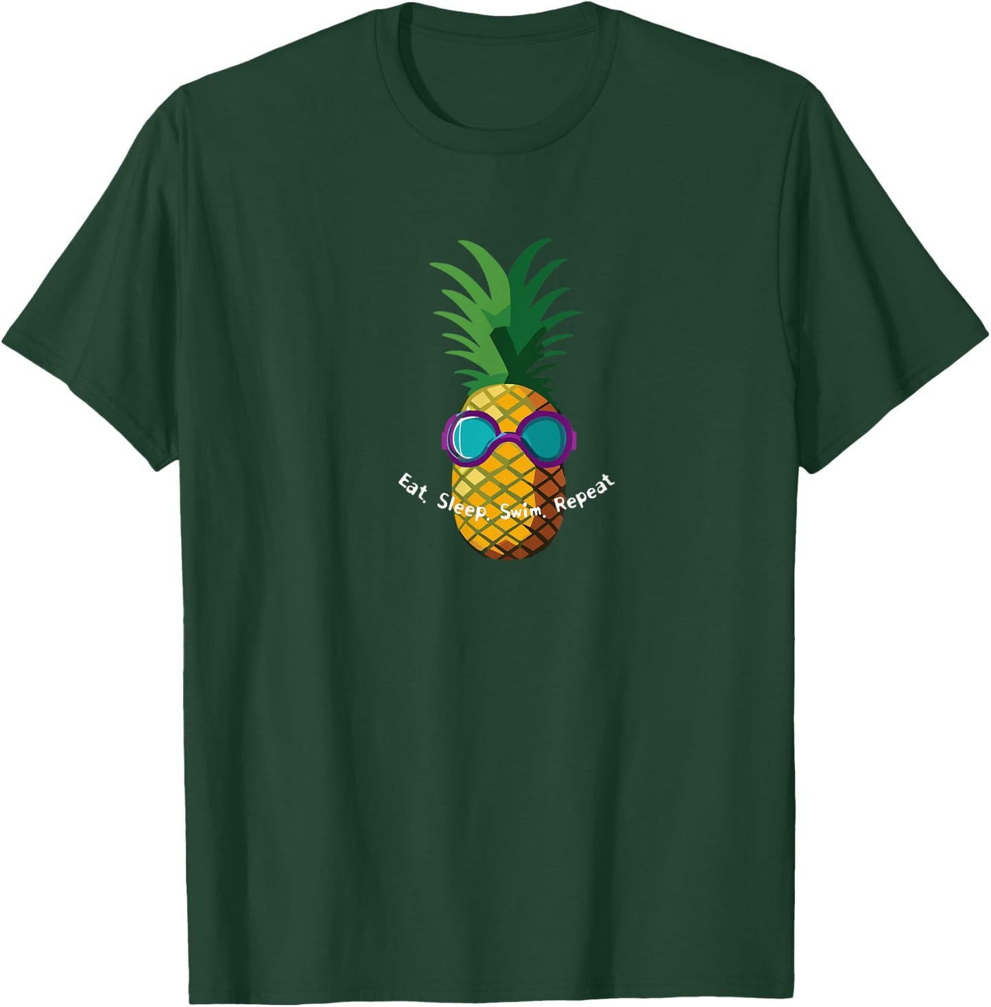 Swimmer gift, eat sleep swim, pineapple face swim goggle T-Shirt - T-Shirt | Forest